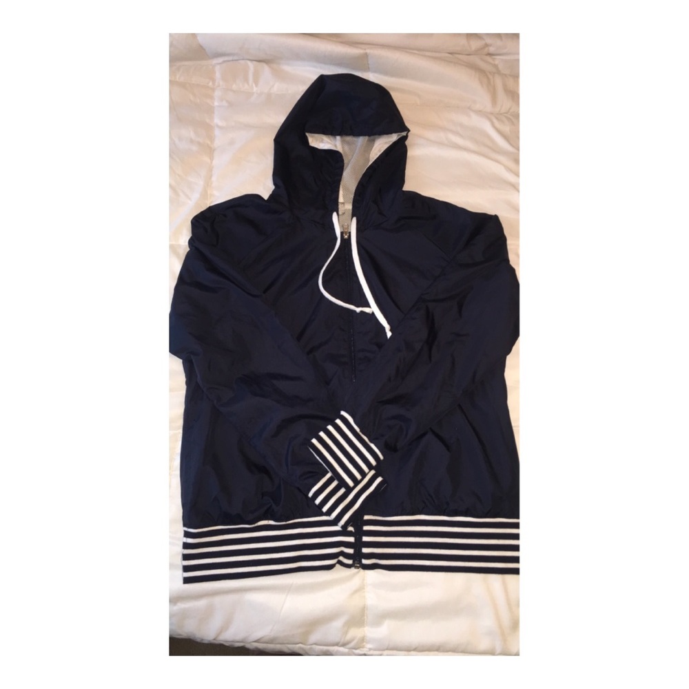 Navy blue windbreaker